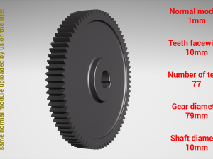 Cylindrical gear - paired - z77 m1 D79 d10 Modelo de Impressão 3D