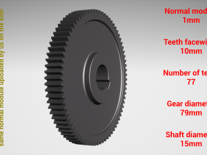 Cylindrical gear - paired - z77 m1 D79 d15 Modèles 3D en vedette