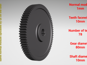 Cylindrical gear - paired - z78 m1 D80 d10 Modèles 3D en vedette