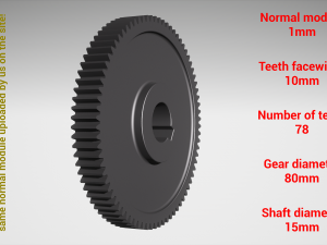 Cylindrical gear - paired - z78 m1 D80 d15 Modèles 3D en vedette