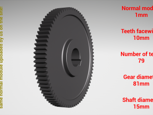 Cylindrical gear - paired - z79 m1 D81 d15 3Dプリントモデル