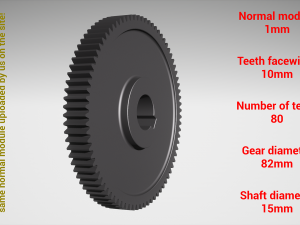 Cylindrical gear - paired - z80 m1 D82 d15 3D-printmodel