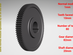 Cylindrical gear - paired - z80 m1 D82 d20 3D-printmodel