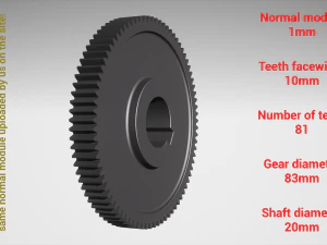 Silindirik dişli - eşleştirilmiş - z81 m1 D83 d20 3D Baskı Modeli