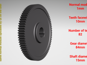 Cylindrical gear - paired - z82 m1 D84 d15 3D 프린트 모델