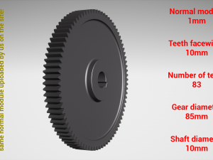 Cylindrical gear - paired - z83 m1 D85 d10 3Dプリントモデル