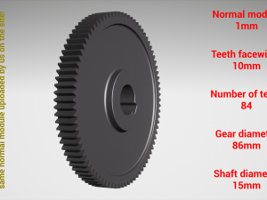 Cylindrical gear - paired - z84 m1 D86 d15 Modelo de Impressão 3D