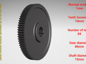Cylindrical gear - paired - z84 m1 D86 d15 3D Print Model