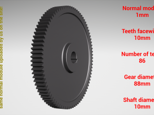Cylindrical gear - paired - z86 m1 D88 d10 3D 打印模型