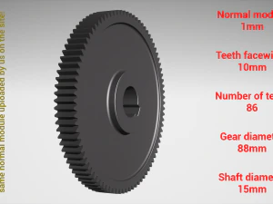 Cylindrical gear - paired - z86 m1 D88 d15 3D Print Model