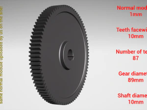 Cylindrical gear - paired - z87 m1 D89 d10 3D Print Model