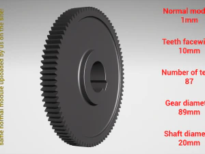 Cylindrical gear - paired - z87 m1 D89 d20 3D Print Model