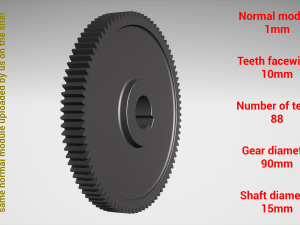 Cylindrical gear - paired - z88 m1 D90 d15 Modelo de impresión 3D