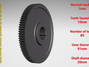 Cylindrical gear - paired - z89 m1 D91 d20 3D-Druckmodell