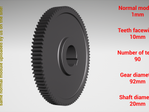 Cylindrical gear - paired - z90 m1 D92 d20 3Dプリントモデル