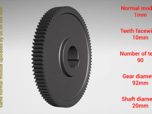 Cylindrical gear - paired - z90 m1 D92 d20 3D Print Model