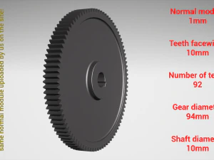 Cylindrical gear - paired - z92 m1 D94 d10 3D Print Model