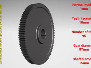 Cylindrical gear - paired - z95 m1 D97 d15 3D Print Model