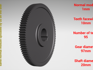 Cylindrical gear - paired - z95 m1 D97 d20 Modèles 3D en vedette