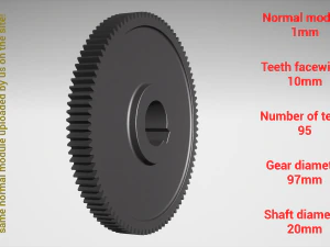 Cylindrical gear - paired - z95 m1 D97 d20 3D Print Model