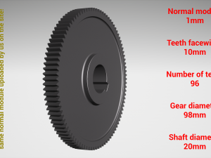 Cylindrical gear - paired - z96 m1 D98 d20 Modèles 3D en vedette