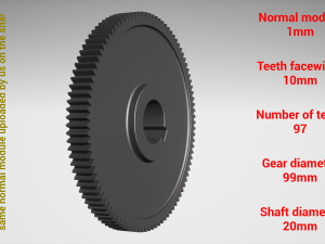Cylindrical gear - paired - z97 m1 D99 d20 3D-printmodel