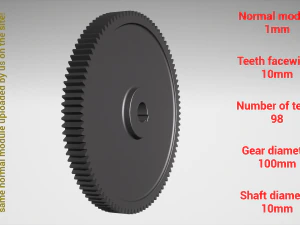 Engrenagem cil&iacute;ndrica - emparelhada - z98 m1 D100 d10 Modelo de Impressão 3D