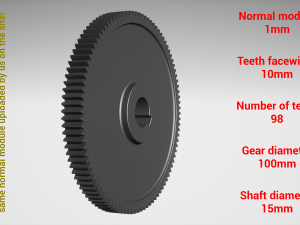 Cylindrical gear - paired - z98 m1 D100 d15 3D 프린트 모델