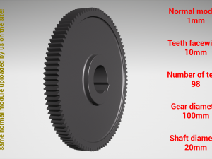 Cylindrical gear - paired - z98 m1 D100 d20 Modèles 3D en vedette