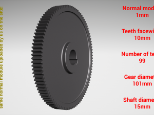 Cylindrical gear - paired - z99 m1 D101 d15 3D-printmodel