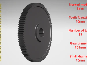 Cylindrical gear - paired - z99 m1 D101 d15 3D Print Model