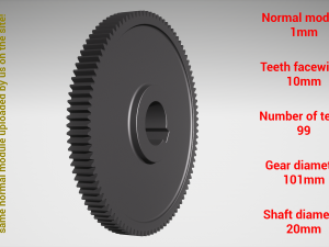 Cylindrical gear - paired - z99 m1 D101 d20 3D 打印模型