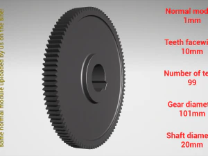 Cylindrical gear - paired - z99 m1 D101 d20 3D Print Model