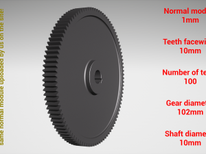 Cylindrical gear - paired - z100 m1 D102 d10 Modelo de Impressão 3D