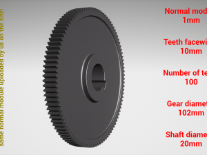 Cylindrical gear - paired - z100 m1 D102 d20 3D 打印模型