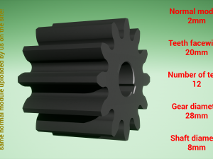 Cylindrical gear - paired - z12 m2 D28 d8 3D Принт Модель