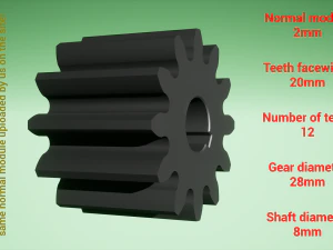 Цилиндрическая передача - спаренная - z12 м2 D28 d8 3D Принт Модель