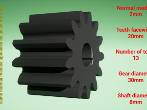 Cylindrical gear - paired - z13 m2 D30 d8 Modelo de Impressão 3D