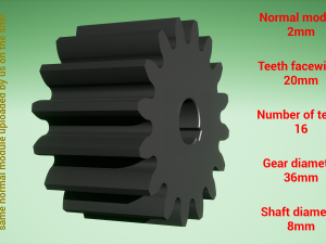 Cylindrical gear - paired - z16 m2 D36 d8 Modèles 3D en vedette