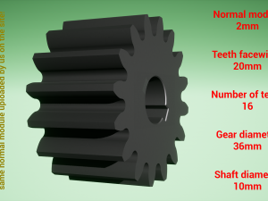 Cylindrical gear - paired - z16 m2 D36 d10 Modèles 3D en vedette