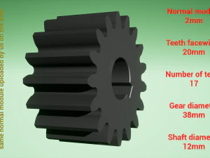 Cylindrical gear - paired - z17 m2 D38 d12 3D Print Model