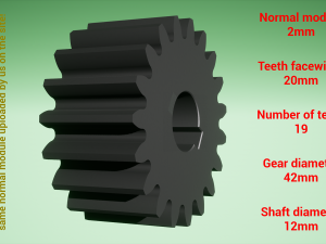 Cylindrical gear - paired - z19 m2 D42 d12 3D 打印模型