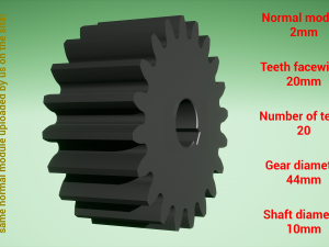 Cylindrical gear - paired - z20 m2 D44 d10 3D Baskı Modeli