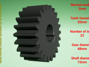 Cylindrical gear - paired - z22 m2 D48 d15 3D 打印模型