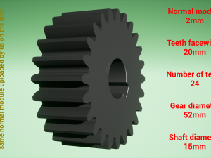 Cylindrical gear - paired - z24 m2 D52 d15 3D-printmodel