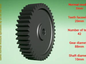 Cylindrical gear - paired - z42 m2 D88 d10 3D Print Model