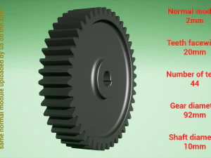 Roda gigi silinder - berpasangan - z44 m2 D92 d10 Model Cetak 3D