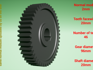 Cylindrical gear - paired - z46 m2 D96 d20 3D-Druckmodell