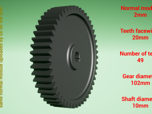 Cylindrical gear - paired - z49 m2 D102 d10 3D 打印模型