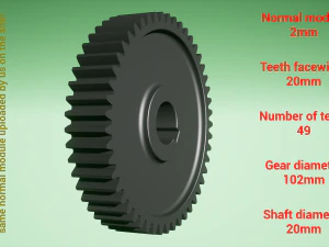 Cylindrical gear - paired - z49 m2 D102 d20 3D Print Model
